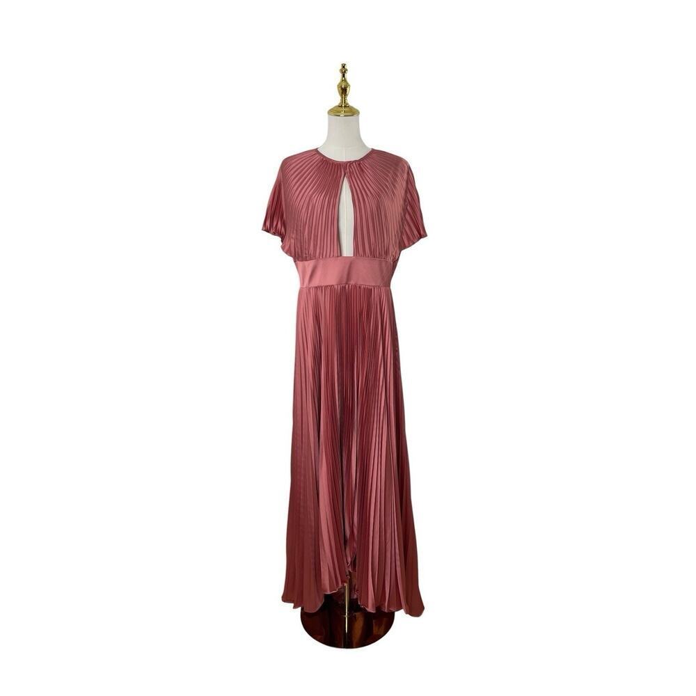 Mac Duggal 11637 Dusty Rose Pleated Satin High Low Gown Size 8 $598 - Picture 7 of 10